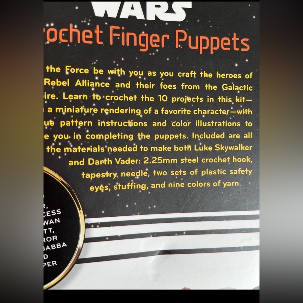Star Wars Crochet Finger Puppets Skywalker Darth Vader Complete Crochet Kit - Picture 10 of 10